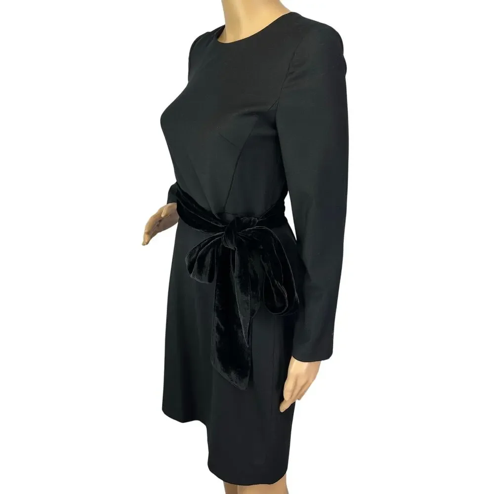 J. Crew Day To Night Velvet Bow Dress Black H3593 Size 0